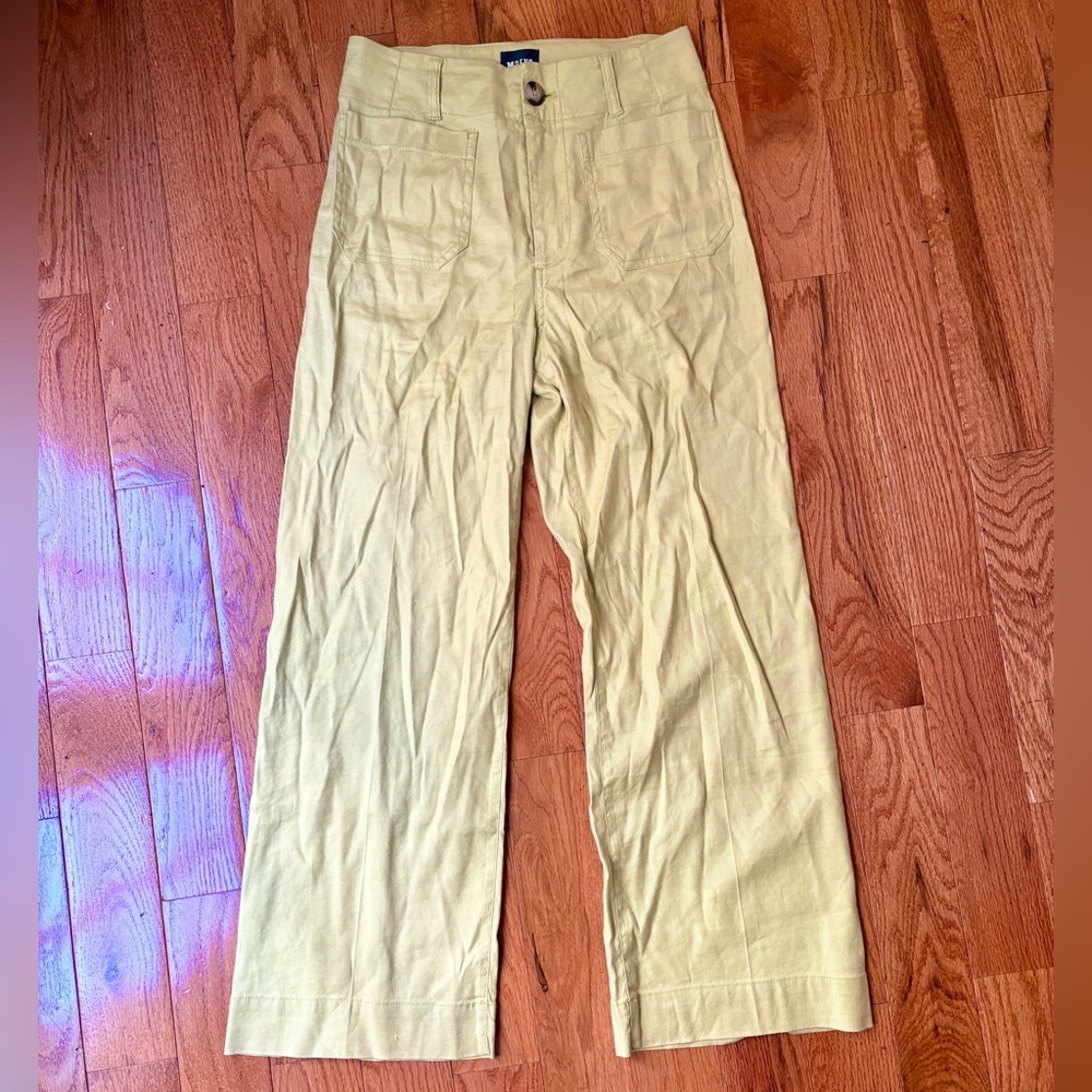 Maeve Light Yellow-Green Wide Leg Pants